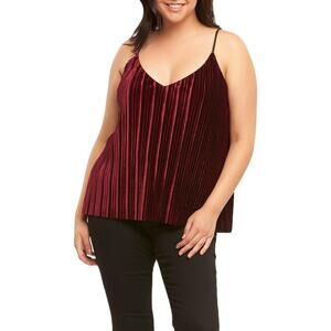 Tart Collection Size Small Maren Cami Pleated Accordion Top Deep Red Sleeveless